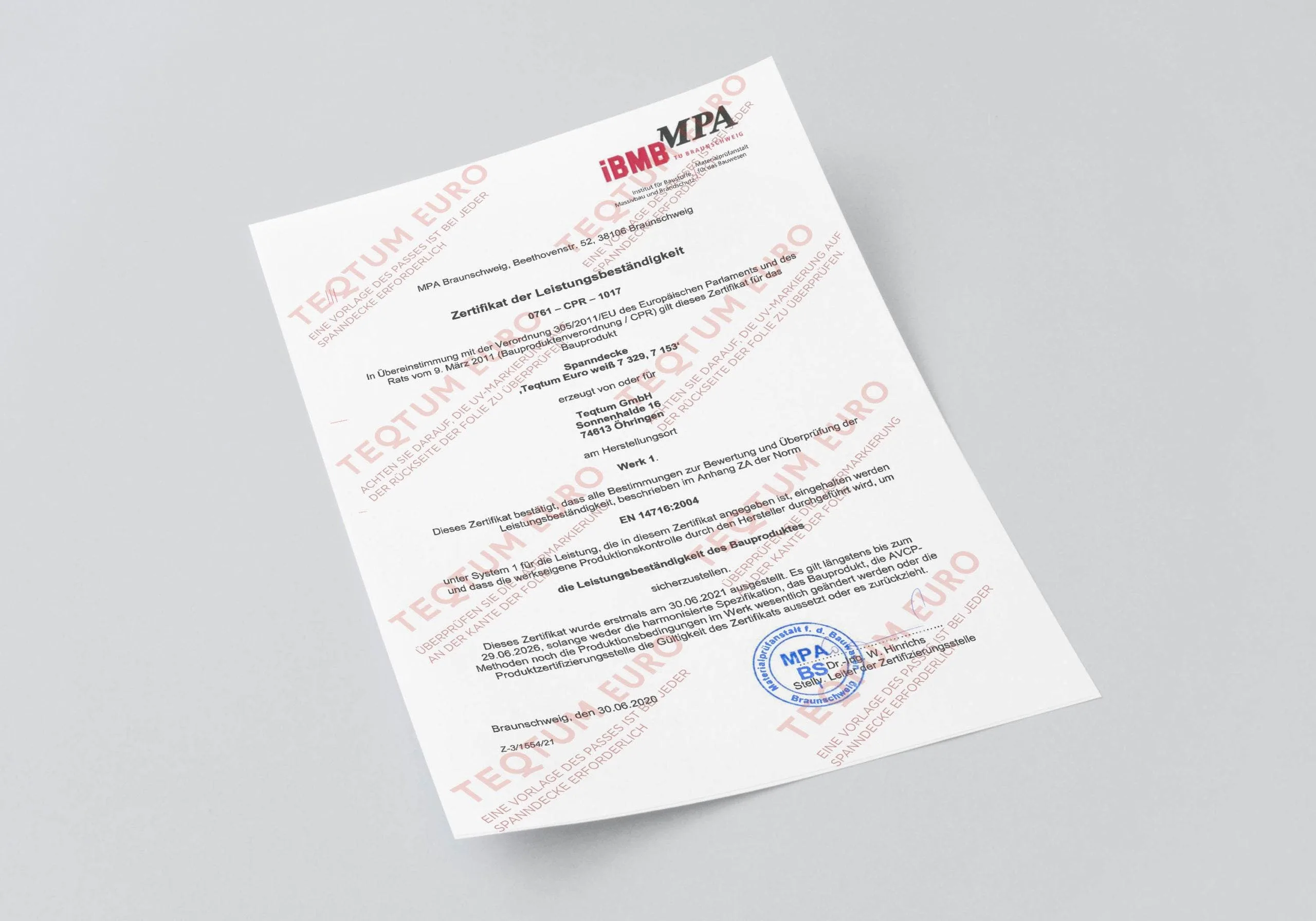 Folia germană cu certificare confirmată